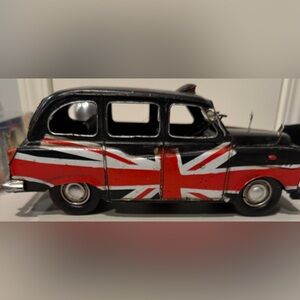 Black Austin with English Flag Taxi UK Cab Hand Made Vintage Toy Decor Gift Deal